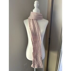 Baby Pink Angora Wool Blend Brioche Stitch Knit Scarf Coquette Feminine Cozy